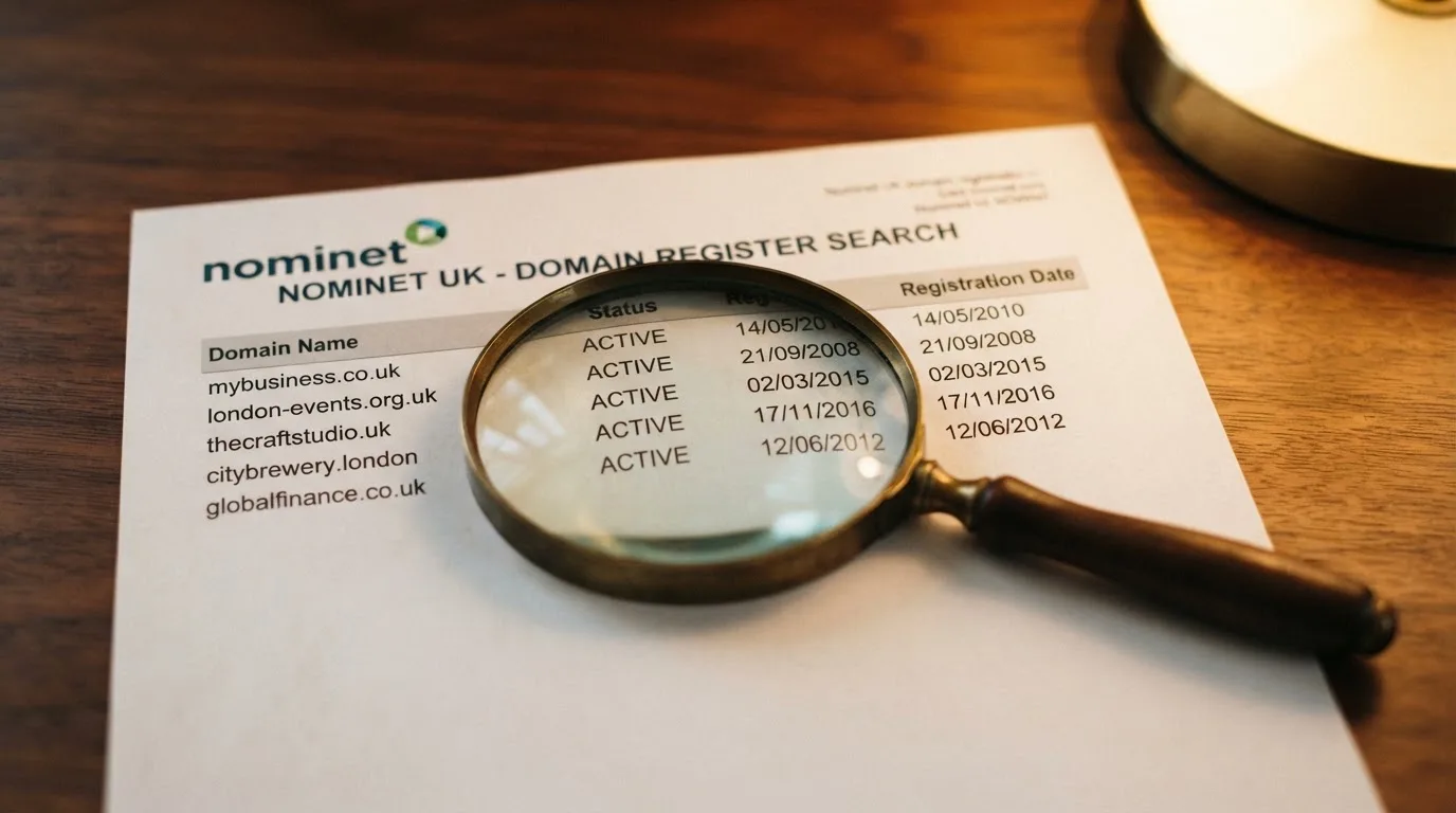 A magnifying glass rests over a printed regulatory certificate on a wooden desk.